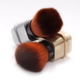 thumbnail image 2 of Brocha para rubor en polvo Kabuki, brochas de maquillaje profesionales, brocha facial de cabeza redonda portátil para base líquida y fluida tradicional, 2 piezas doradas y plateadas ER, 2 of 5