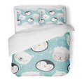 thumbnail image 1 of ABPHQTO Juego de ropa de cama de 3 piezas Funda de edredón de dibujos animados de pingüino, oveja y oso con patrón de bebé colorido con 2 fundas de almohada, 1 of 1