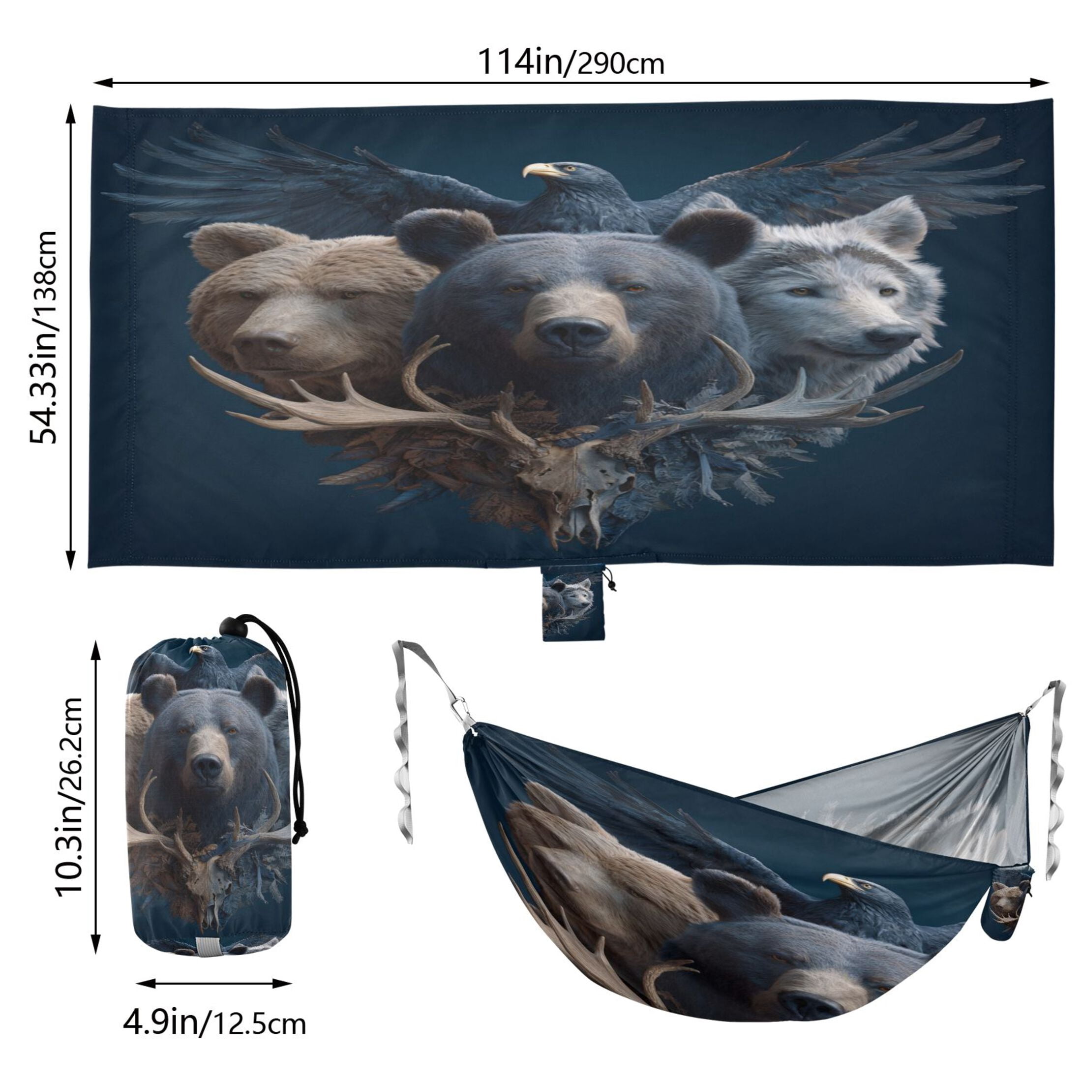 Hanging Hammock Portable Travel Camping For Outdooor Beach Camping Hiking Heads Of Various Animals