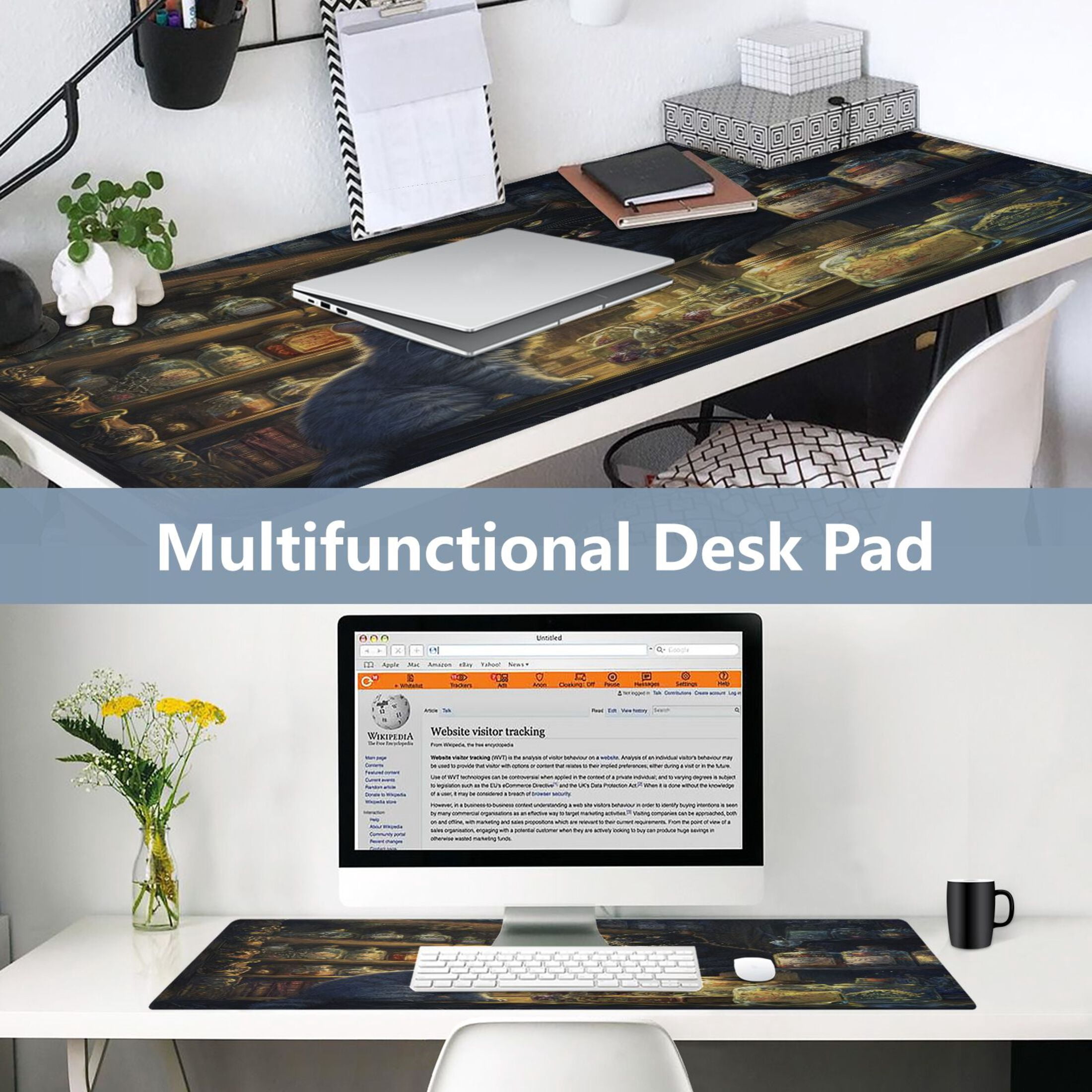Wobogo Vase Cabinet Gaming Mouse Pad Non-slip Leather Desk Mat Water Resist Keyboard Pad for Gamer Office 23.6×47.2in