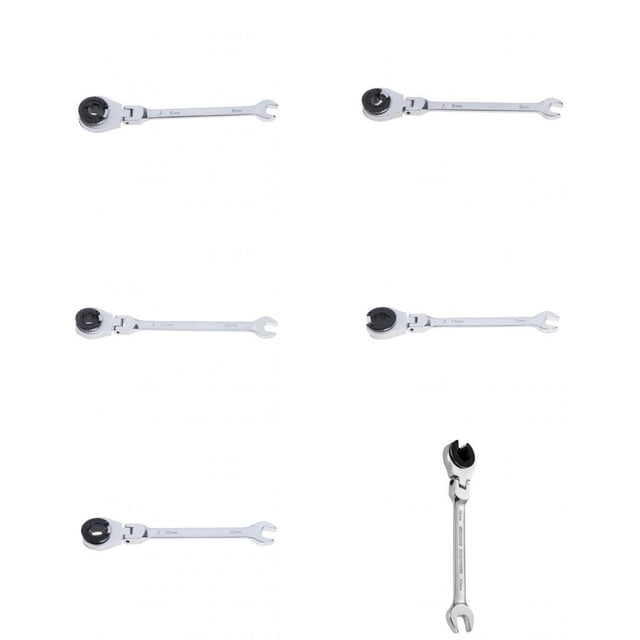 Llave de trinquete Zulema 6x Cuerno Cabeza flexible Herramienta de reparación acero de aleación 72