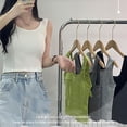 thumbnail image 4 of Minnieouse Camiseta sin mangas corta para mujer, camisola ancha sin costuras, cuello cuadrado, chaleco corto de verano a la moda, ropa interior Ropa interior Gris, 4 of 5
