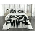 thumbnail image 2 of Ambesonne Black and White Quilted Bedspread Set 3 Pcs, Maze Squares Sketch, King Size, White Charcoal Grey, 2 of 4