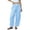 PU105_Blue, variant on Womens Linen Pants Casual Loose Flowy Wide Leg Palazzo Harem Pants Drawstring Elastic Waist Lounge Trousers with Pockets Orange S
