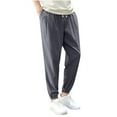 thumbnail image 2 of Handshe Men's Casual Relaxed-Fit Pants with Drawstring Pockets and Elastic Waistband, Tapered Cuffs for Outdoor Leisure Comfort, 2 of 5