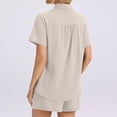thumbnail image 4 of Short Sets for Women Short Sleeve Top Shorts 2 Piece Summer Beach Vacation Outfits Lounge Tracksuits Khaki L, 4 of 5