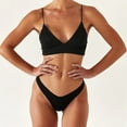 thumbnail image 2 of Leutsin Women Charming Solid Push Up High Cut Lace Up Halter Bikini Set Two Piece Swimsuit, 2 of 8