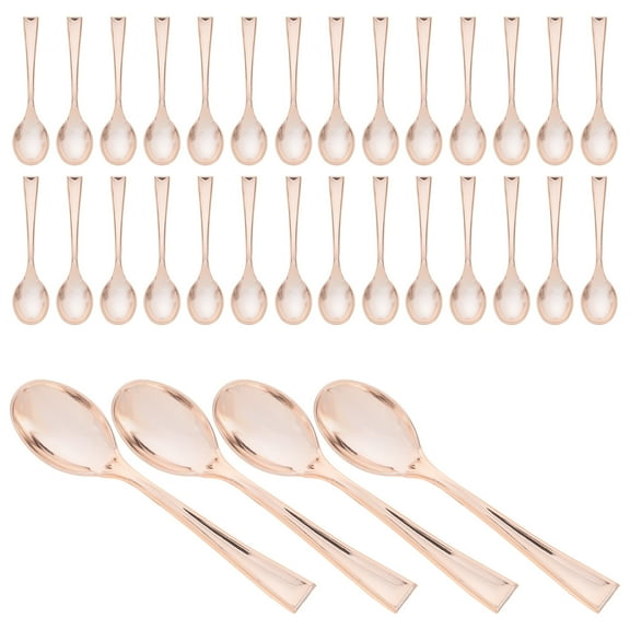 Hytrove Gold Appetizer Spoons Plastic For Parties 50Pcs 3.93X0.86X0.08in