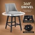 thumbnail image 3 of Swivel Counter Height Bar Stools, Set of 4, 27'' Modern Bar Stool with Curved Back and Solid Wood Legs, Bar Stools for Kitchen Island, Linen Fabric Grey, 3 of 7