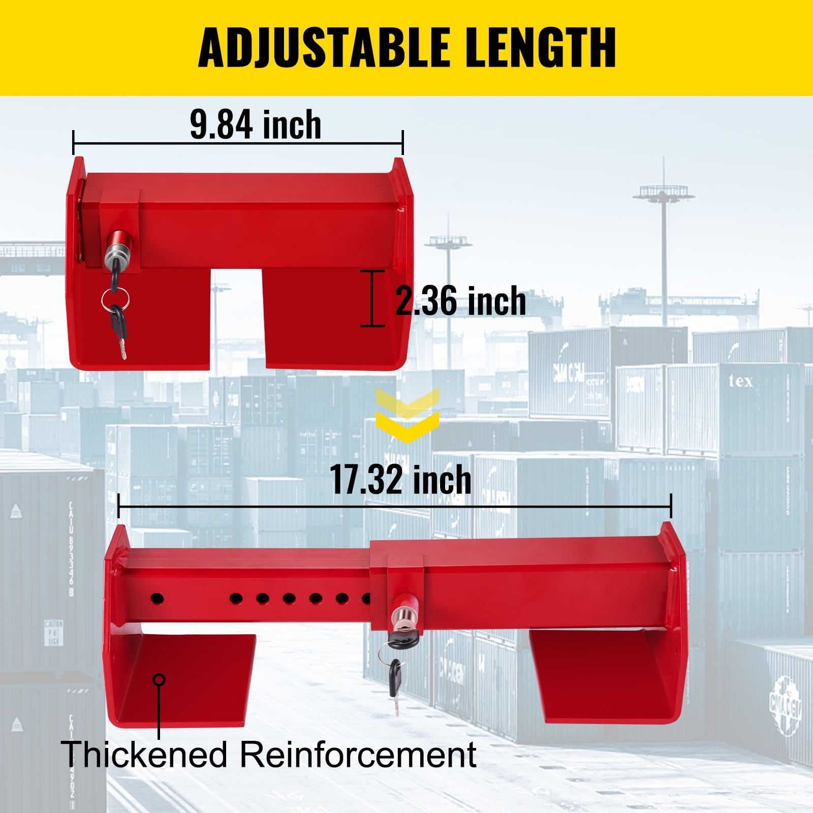 VEVOR Fermeture Conteneur Résistante an Acier Serrure de Camion et  Conteneur Ajustable 25-45 cm 2 Clés Antivol pour Porte Remorque pour  Sécuriser Transport Routier et Maritime Stockage des Entrepôts