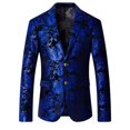 thumbnail image 2 of Traje de vestir con estampado floral para hombre, elegante blazer de corte entallado con solapa con muescas, 2 of 5