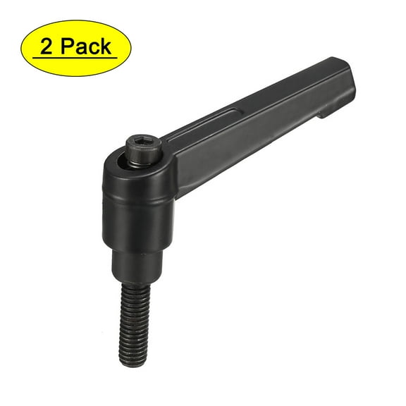 Uxcell M6 x 20mm Metric Adjustable Clamping Lever Handle with Stud Black 2 Pack