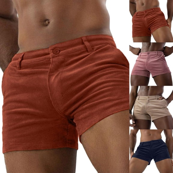Bxsruta Men's Casual Button Fly Zipper Pocket Shorts, Stretchy Polyester-Spandex Blend for Outdoor Beach and Everyday Wear