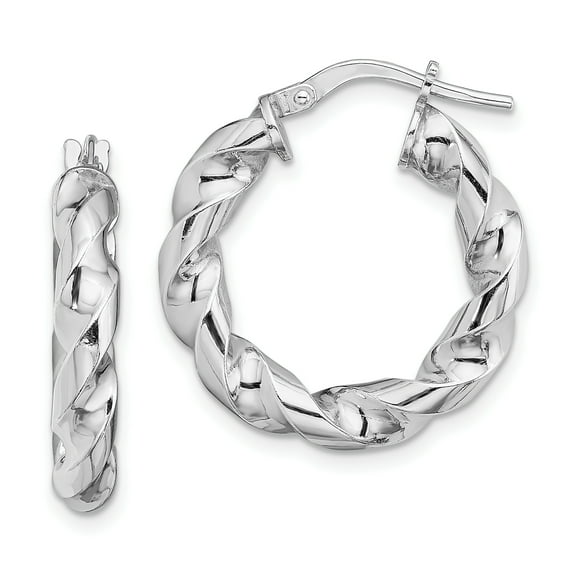 Primal Silver Sterling Silver Rhodium-plated Twisted Hoop Earrings