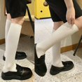 thumbnail image 4 of 1 par de medias de mujer de invierno de Color sólido de algodón hasta la rodilla calcetines moda para chicas Jk calcetines femeninos estudiante japonés, 4 of 5