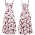 thumbnail image 5 of Women's Floral Corset Dress Formal Cocktail Dresses Going Out Casual Sundress Split Thigh Spaghetti Strap Vintage Dress, 5 of 10