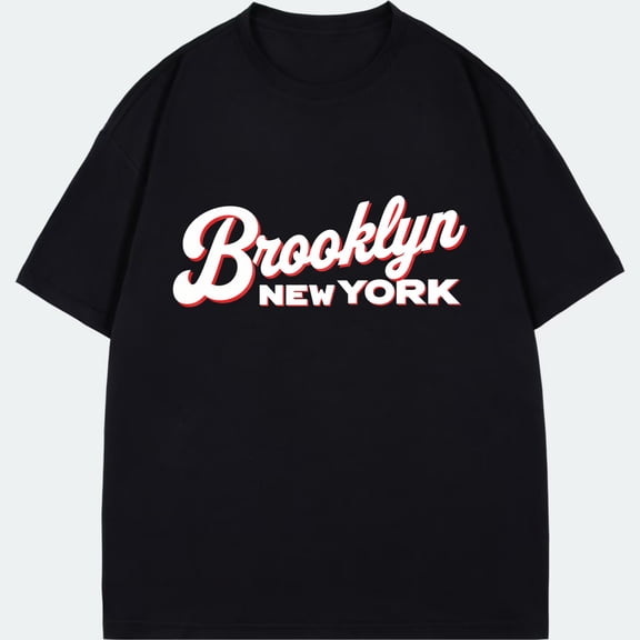 Brooklyn New York T Shirt Black City Name Print Casual Streetwear For Men And Women