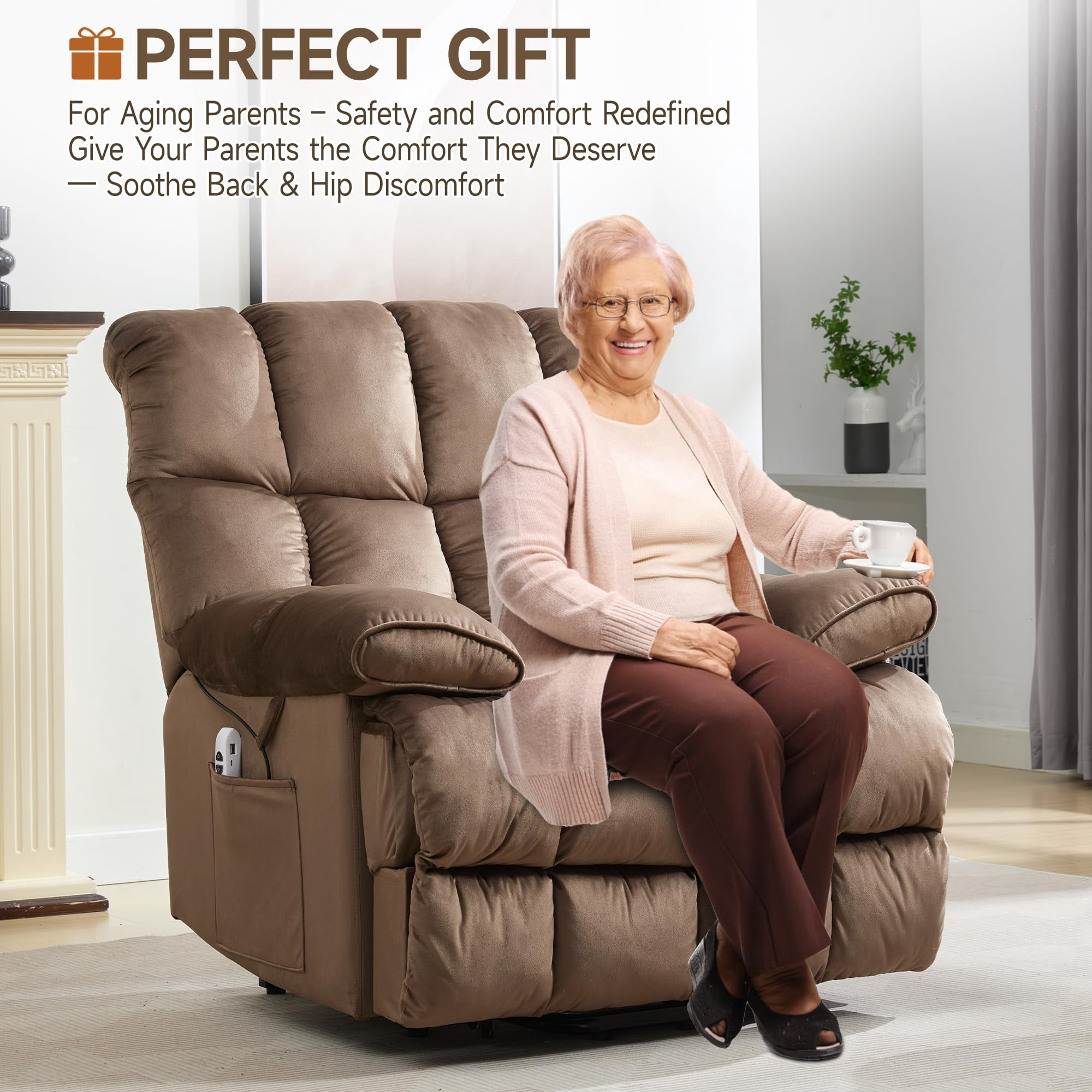 Electric Power Lift Recliner Chair with Massage & Heat, Easy Stand-Up Sofa for Elderly, Living Room & Bedroom Comfort Seating