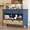 Navy, variant on 47" Retro Console Table with 3 Storage Drawers, Entryway Table with 3 Water Hyacinth Woven Baskets and Shelf, Wooden Buffet Cabinet for Entryway Hallway Living Room, Antique White
