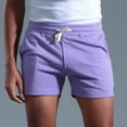 thumbnail image 5 of Virmaxy Mens Sports Gym Basketball Shorts Cotton Three-Quarter Pants Sweatpants Elastic Lace-Up Fitness Shorts Purple 3XL, 5 of 8