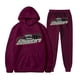 thumbnail image 1 of Womens Plush Long Sleeved Pants Loose Fitting Pullover With Letter Print And Rope Hoodie Two-piece, 1 of 2