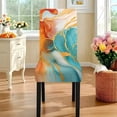 thumbnail image 3 of TSOVTHRID Orange Green Marble Print 7-Pc Tablecloth and Chair Covers Set, Stretch Spandex Table Cover and Chair Slipcovers Stretch Seat Protector for Home Hotel Banquet Decor, 3 of 6