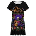 thumbnail image 3 of DIA DE LOS MUERTOS Mexico Short Sleeve Dress Women Summer Evening Dresses Ladies Sundress, 3 of 7