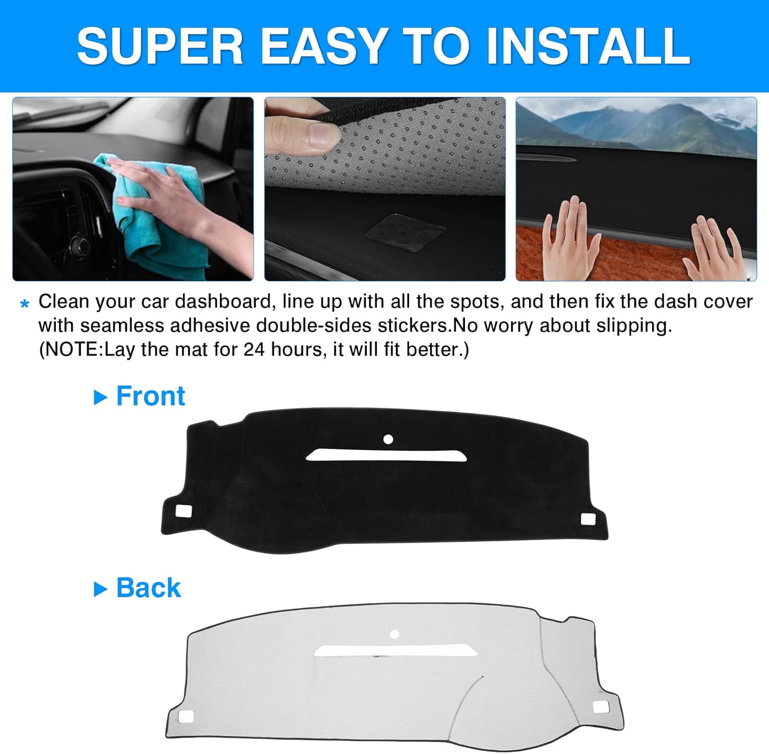 Canvcle Dashboard Cover Mat for 2007-2013 Chevy Silverado Sierra,2007-2014 Chevy Tahoe Suburban Denali Avalanche&GMC Yukon/XL Without Dash Speaker Velvet Dash Cover