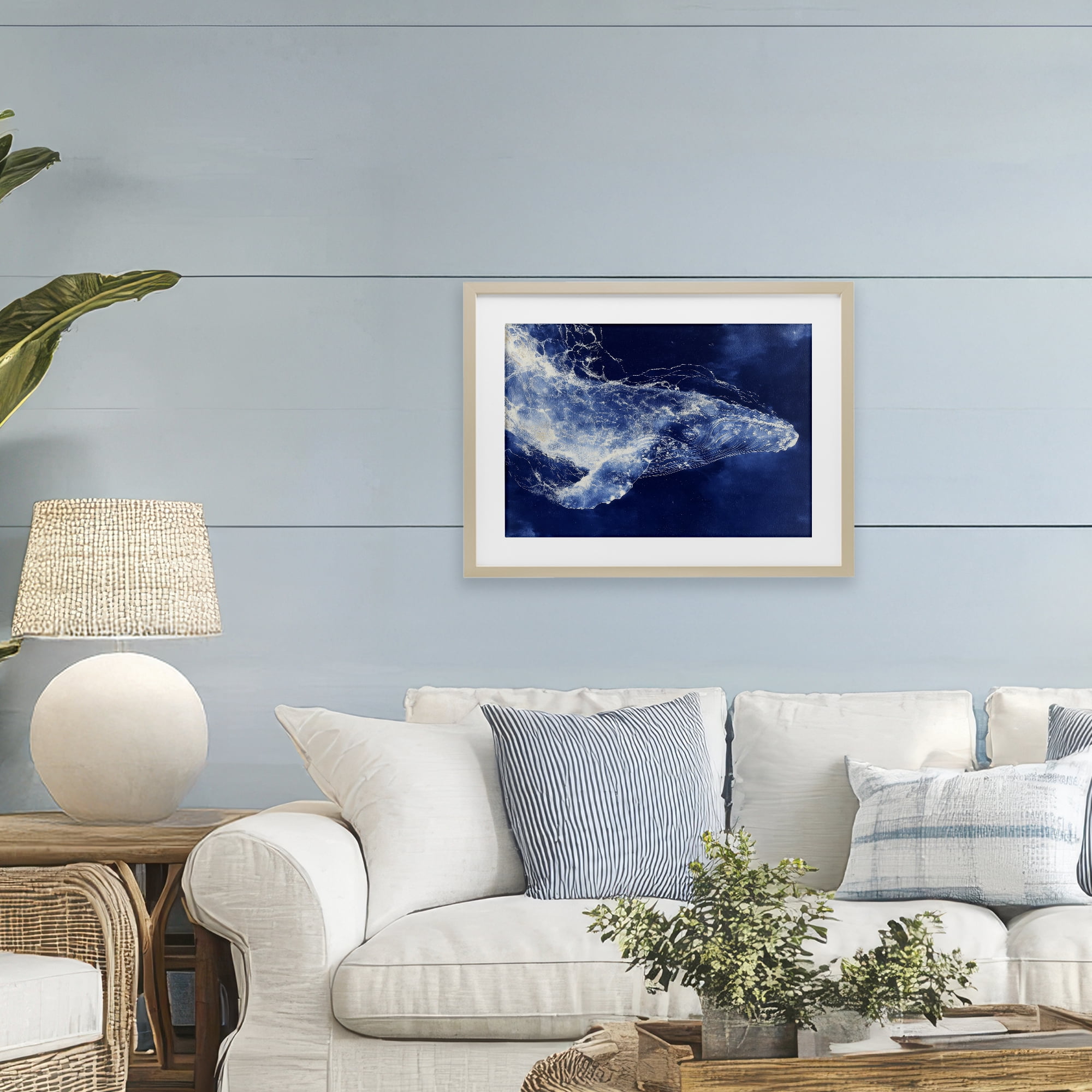 Stupell Industries Whale in Motion Birch Framed Print Under Glass, design by Chromatic Storm Studio