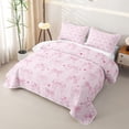 thumbnail image 3 of meiyoeat Girly Pink Bow Twin Quilt Set for Girls, Line Art Love Hearts Twin Coverlet Set for Bedroom, 2-Piece, 3 of 7