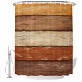 thumbnail image 2 of Shower Curtains for Bathroom, Farmhouse Burnt Orange Brown Waterproof Fabric Shower Curtain, Vintage Wooden Striped Decorative Bathroom Curtain for Bathtub, 72"x84", No Hooks Included, 2 of 9
