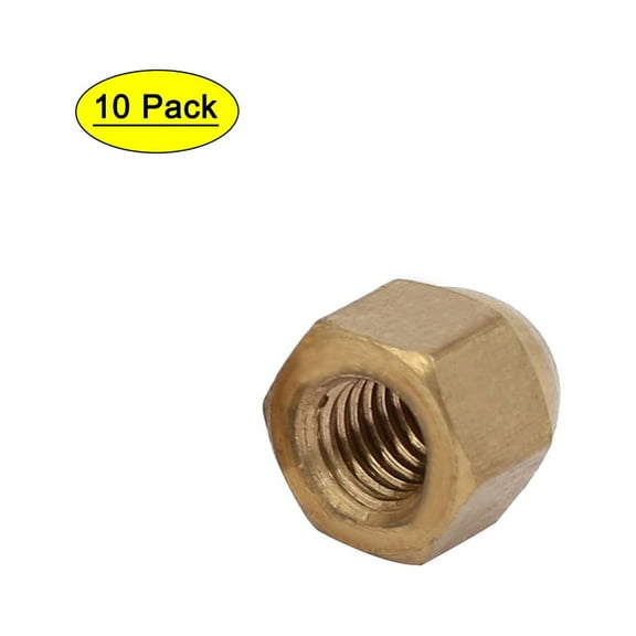 10pcs M5 Female Thread Nut DIN1587 Dome Cap Head Hex Brass Tone