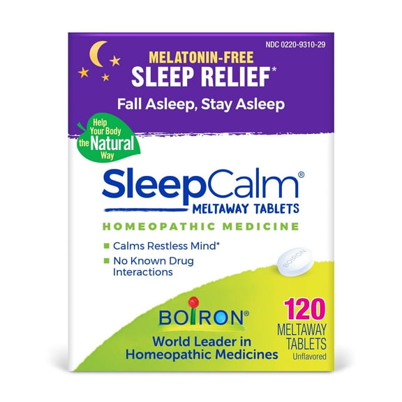 Boiron Sleepcalm Melatonin-Free Tablets, Homeopathic Medicine for Sleep Aid, Fall Asleep, Stay Asleep, and Calms Restless Sleep, 120 Meltaway Tablets