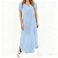 thumbnail image 1 of TIMIFIS Maxi Robes pour Femmes Été Manches Courtes Col en V Longue Robe Décontractée Ample Plage Vacances Boho Robes avec Poche, 1 of 6