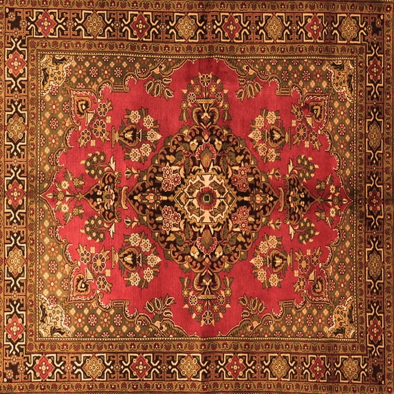 Ahgly Company Indoor Square Persian Orange Traditional Area Rugs, 5' Square