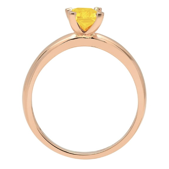 1 ct Emerald Cut Natural Citrine Solitaire Engagement Ring for Women in 18K Rose Gold