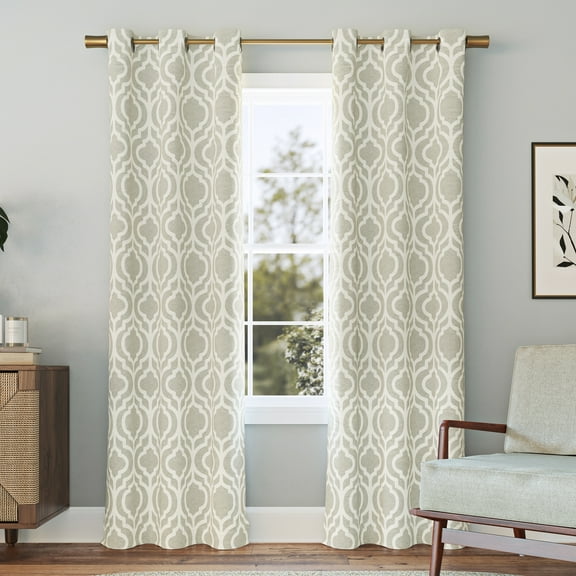 Sun Zero Eldon 1-Piece Trellis Print Blackout Grommet Curtain Panel, 40"X84", Taupe