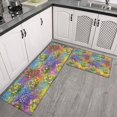 thumbnail image 2 of Pioneer Flower Floral Print Pattern Kitchen Rugs Sets Of 2, Anti Fatigue Non Slip Washable Floor Mats for Kitchen Sink Laundry, 17X30 Inch + 17X47 Inch, 2 of 6