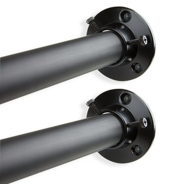 48" Black Solid Adjustable Room Divider and Closet Rod with Socket