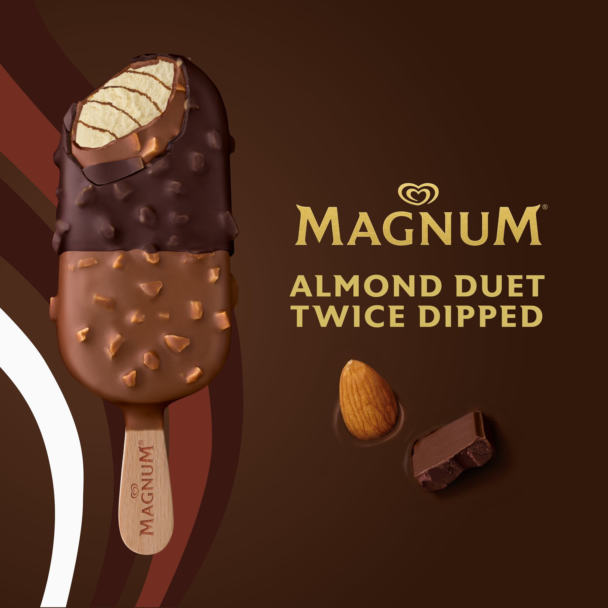 Magnum Almond Duet Ice Cream Bars, 3 x 85 ml