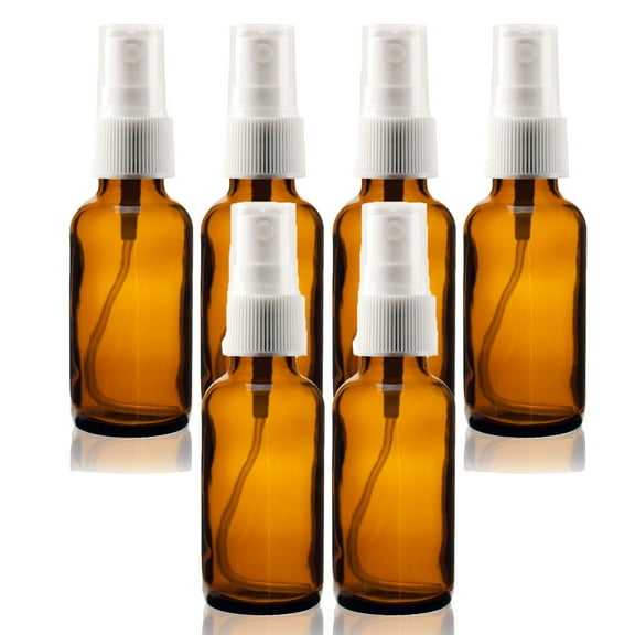 Global Amber 2oz White Mist Sprayer Bottle (60ml) Pack of 6
