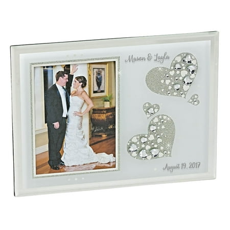 Personalized Framed Tile - Personalized Wedding Frame - Sparkling Hearts
