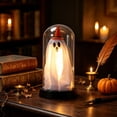 thumbnail image 5 of Halloween Lighted Ghost Decor, Halloween Decorations Indoor-Light Up Ghost in Glass Cloche, Cute Ghost with Light for Home Kitchen Mantel Tabletop Party Decor and Holiday Decorations, Yellow, 5 of 7