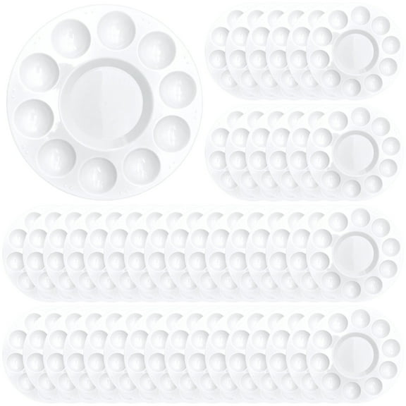 72 Pcs Paint Tray Palettes, 10-well Round Plastic Paint Palettes, 6.3" Acrylic Paint Palettes for Artists, Quality PP Plastic, Easy to Clean, Ideal for Painting, Mixing, and Art Projects