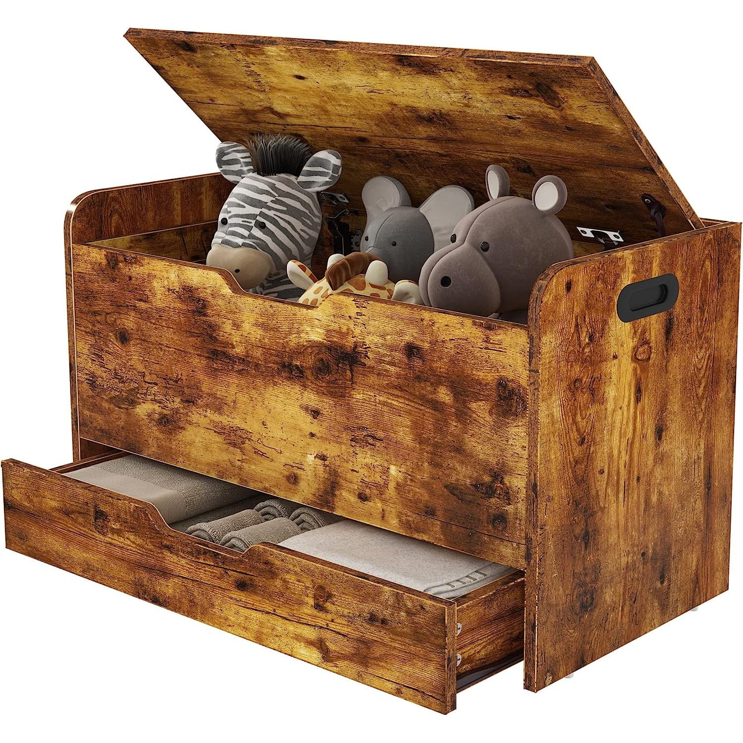 Bilot Storage Chest, Wooden Toy Box Toy Storage Bench with Drawer Lift
