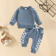 thumbnail image 2 of Xudanell Boy Baby Clothes 6 12 18 24 Months 2T 3T Boys Winter Long Sleeve Checkered Sweatshirt Tops Jogger Pants Set Boy Outfits, 2 of 6