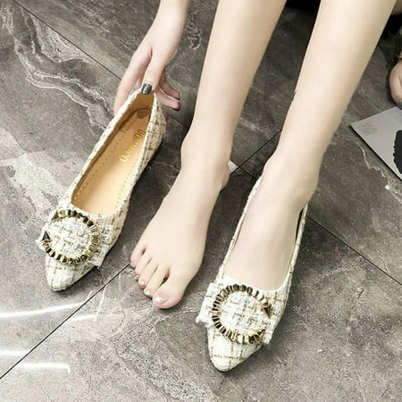 

Tangnade Winter Clearance Girls Solid Big Size Slip On Flat Shallow Comfort Casual Single Shoes for Women