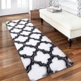 thumbnail image 2 of FairOnly 2'x6'Washable Silk Wool Geometric Runner Rug for Bedroom Non Slip Ultra Soft Modern Indoor Rug for Living Room Dining Room,White Black, 2 of 7