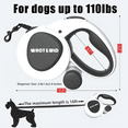 thumbnail image 6 of HCY&WLD Multifunctional Retractable Dog Leash with Dispenser & Poop Bags, 16 ft Durable Heavy Duty Dog Leash with Anti-Slip Handle for Dogs up to 110 lbs, 360° Tangle-Free, One Button Brake & Lock, 6 of 8