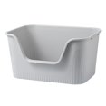 thumbnail image 1 of Caja de arena para mascotas con parte superior abierta para gatos pequeños y grandes, cajas de arena para gatos de lados altos, fácil acceso, fácil li Gris M, 1 of 8